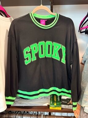 Queen of Sparkles Spooky Sweatshirt - Black & Neon Green